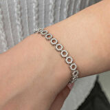 BlackCraft Gümüş Çember Beyaz Taşlı Su Yolu Kadın Bileklik (BC-6C9F89)