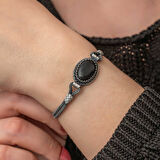 BlackCraft Gümüş Oniks Taşlı Kazaziye Bileklik (BC-56A897)