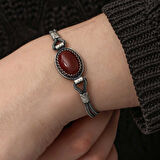 BlackCraft Gümüş Akik Taşlı Kazaziye Bileklik (BC-685B90)