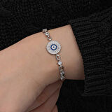 BlackCraft ​925 Ayar Gümüş Baget Taşlı Nazar Kadın Bileklik (BC-C3AE76)