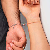 BlackCraft 925 Ayar Gümüş Rodyum Rose Çift Kalpli Aşk Bileklik (BC-E28637)