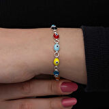 BlackCraft 925 Ayar Gümüş Renkli Nazar Mineli Kadın Bileklik (BC-108072)