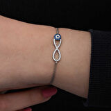 BlackCraft 925 Ayar Gümüş Nazarlı Sonsuzluk Kadın Bileklik (BC-8C9A9A)
