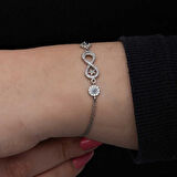 BlackCraft Gümüş Ay Yıldız Nazarlı Sonsuzluk Kadın Bileklik (BC-564D72)