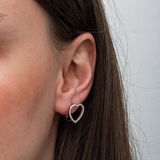 BlackCraft Gümüş Kalpli Kadın Küpe (BC-3DC772)