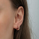 BlackCraft Gümüş Rose Petek Desenli Halka Kadın Küpe (BC-03D543)