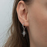 BlackCraft Gümüş Sallantılı Kutup Yıldızı Kadın Küpe (BC-235A7C)