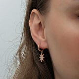 BlackCraft Gümüş Rose Sallantılı Kutup Yıldızı Kadın Küpe (BC-66D190)