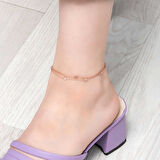 BlackCraft Gümüş Rose Çift Zincirli Kalp Zirkon Taşlı Halhal (BC-A42A5D)