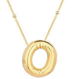 BlackCraft 925 Ayar Gümüş Gold Balon O Harfi Kadın Kolye (BC-9640A9)