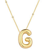 BlackCraft 925 Ayar Gümüş Gold Balon G Harfi Kadın Kolye (BC-7410E6)