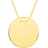 BlackCraft 925 Ayar Gümüş Gold Yuvarlak Plaka Kolye (BC-F73618)