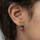 BlackCraft Gümüş Kırmızı Kalp Sallantılı Çocuk Küpe (BC-874852)