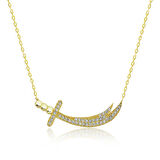 BlackCraft Gümüş Gold Zülfikar Kılıcı Kadın Kolye (BC-9F97BE)