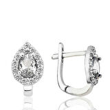 BlackCraft Gümüş Beyaz Taşlı Damla J Kadın Küpe (BC-813188)