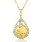 BlackCraft 925 Ayar Gümüş Gold Kaplama Damla Tuğralı Kadın Kolye (BC-0BA9BC)