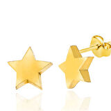 BlackCraft Gümüş Gold Yıldız Çivili Kadın Küpe (BC-B3FF0E)