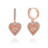 BlackCraft Gümüş Rose Kalp Sallantılı Kadın Küpe (BC-3DABC8)