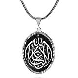 BlackCraft Gümüş La Galiba İllallah Yazılı Gümüş Kolye (BC-D8A15A)