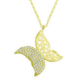 BlackCraft Gümüş Gold Kelebek Kadın Kolye (BC-C3B36A)