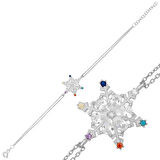 BlackCraft 925 Ayar Gümüş Renkli Taşlı Kar Tanesi Kadın Bileklik (BC-FBBBF2)