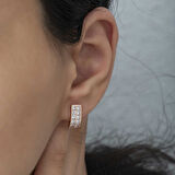 BlackCraft Gümüş Çift Sıra Beyaz Taşlı J Kadın Küpe (BC-0439AA)