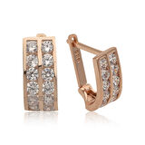 BlackCraft Gümüş Çift Sıra Beyaz Taşlı J Kadın Küpe (BC-0439AA)