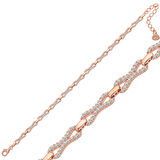 BlackCraft 925 Ayar Gümüş Rose Zirkon Taşlı Kadın Bileklik (BC-66BC11)