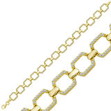 BlackCraft 925 Ayar Gümüş Gold Kare Taşlı Kadın Bileklik (BC-719F88)