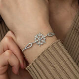 BlackCraft 925 Ayar ​Gümüş Baget Taşlı Kar Tanesi Bileklik (BC-F2AC56)