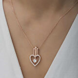 BlackCraft 925 Ayar Gümüş Kalpli Tek Taş Kadın Gümüş Kolye (BC-FF29FD)