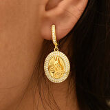 BlackCraft Gümüş Tuğralı Oval Küpe (BC-8A6B65)