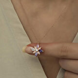 BlackCraft 925 Ayar Gümüş Mix Taşlı Umut Çiçeği Gümüş Kolye (BC-BB688B)