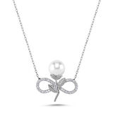 BlackCraft 925 Ayar Gümüş Sonsuz İnci Kadın Gümüş Kolye (BC-C8CC2E)