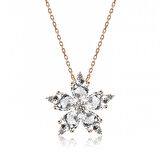 BlackCraft 925 Ayar Gümüş Rose Beyaz Kamelya Çiçeği Kolye (BC-6B70EE)