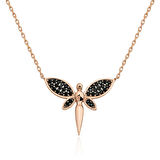 BlackCraft ​Gümüş Rose Siyah Yusufçuk Kadın Kolye (BC-C2210F)