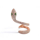 BlackCraft Gümüş Yeşil Gözlü Tek Kıkırdak Yılan Küpe (BC-92196A)