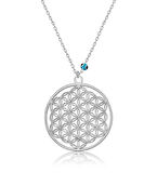 BlackCraft 925 Ayar Gümüş Nazar Gözlü Yaşam Çiçeği Kadın Gümüş Kolye (BC-DE34C5)