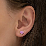 BlackCraft Gümüş Fosforlu Lila Kalp Küpe (BC-BA8CD5)