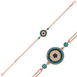 BlackCraft 925 Ayar Gümüş Rose Nazar Bileklik (BC-0860B4)