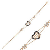 BlackCraft 925 Ayar Gümüş Rose Kalpli Kelebek Bileklik (BC-3B9F0F)