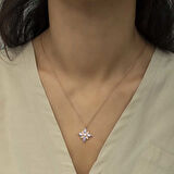 BlackCraft 925 Ayar Gümüş Lila Taşlı Umut Çiçeği Kadın Gümüş Kolye (BC-ACC6E9)