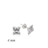 BlackCraft Gümüş Kare Tek Taş Zirkon Küpe - 4 mm (BC-68EC43)