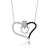 BlackCraft 925 Ayar Gümüş Kalpli Tek Taş Kadın Gümüş Kolye (BC-FF29FD)