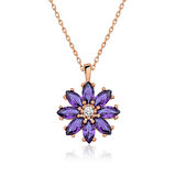 BlackCraft 925 Ayar Gümüş Mor Çiçek Kadın Gümüş Kolye (BC-EEE9BC)