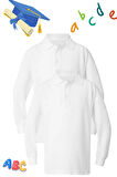 İki Adet Unisex Çocuk Uzun Kol Normal Kalıp Polo Yaka Beyaz Okul Penye T-shirt