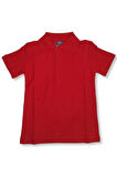 Kız Erkek Çocuk Unisex Polo Yaka  Kırmızı t-shirt , Okul Tişörtü