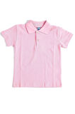 Kız Erkek Çocuk Unisex Polo Yaka  Pembe t-shirt , Okul Tişörtü