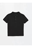 SİYAH Kısa Kollu Polo Yaka Çocuk T-Shirt Okul ,Bayram Tişört