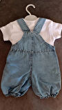 OYUNCAKLI KOT SALOPET T-SHİRT İKİ PARÇA BEBEK TAKIM , DENİM TULUM TİŞÖRT TAKIM